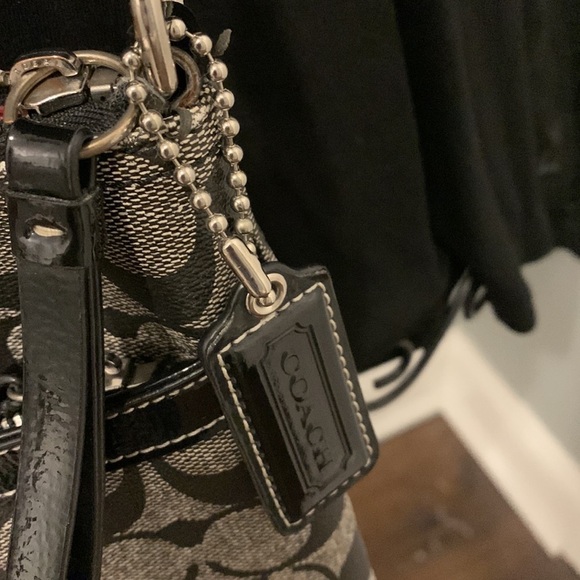 Coach Grey/Black Signature Crossbody Canvas with leather trim - Picture 8 of 11